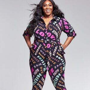 Colorful Graphic Bar lll Jumpsuit 2X